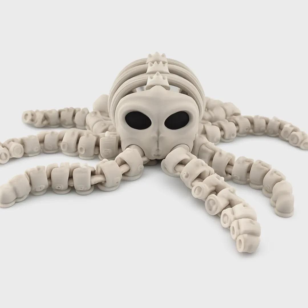 Articulated Skeleton Octopus Fidget Toy – 3D Printed Poseable Desk Decor