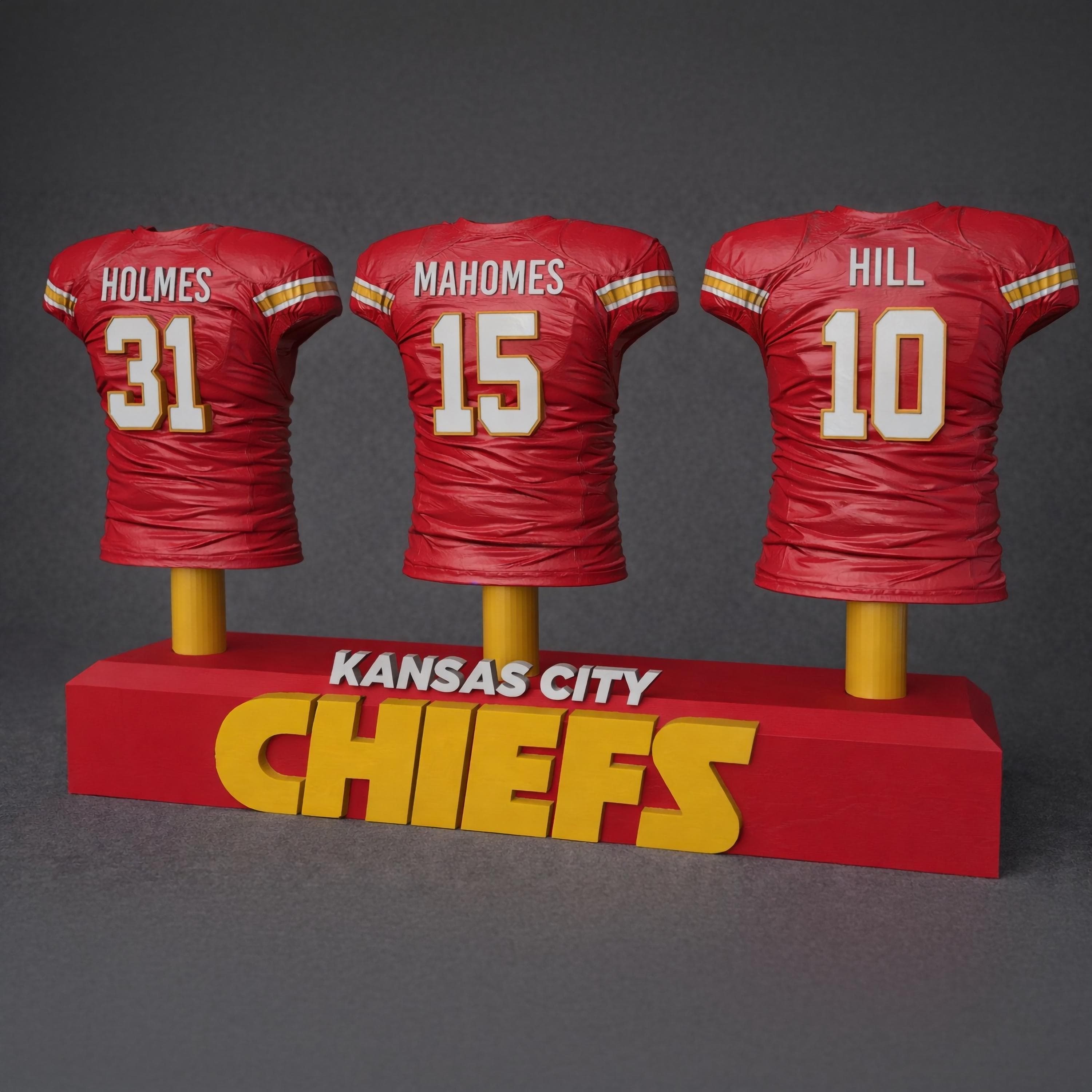 3D Printed Football Jersey Display | Kansas City Chiefs | Personalized Player Name & Number