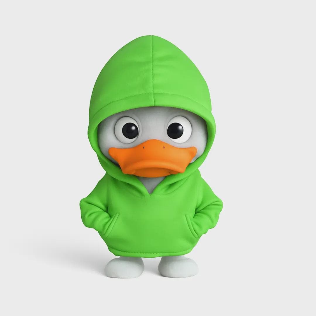 3D Printed Duck Figurine, Hoodie Desk Buddy, Kawaii Collectible, Duck Lover Decor