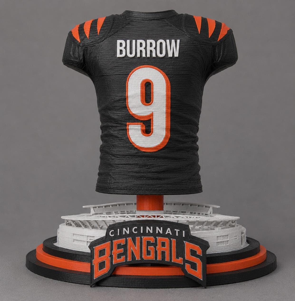 3D Printed Cincinnati Bengals Joe Burrow Football Jersey |   NFL Collectible Display