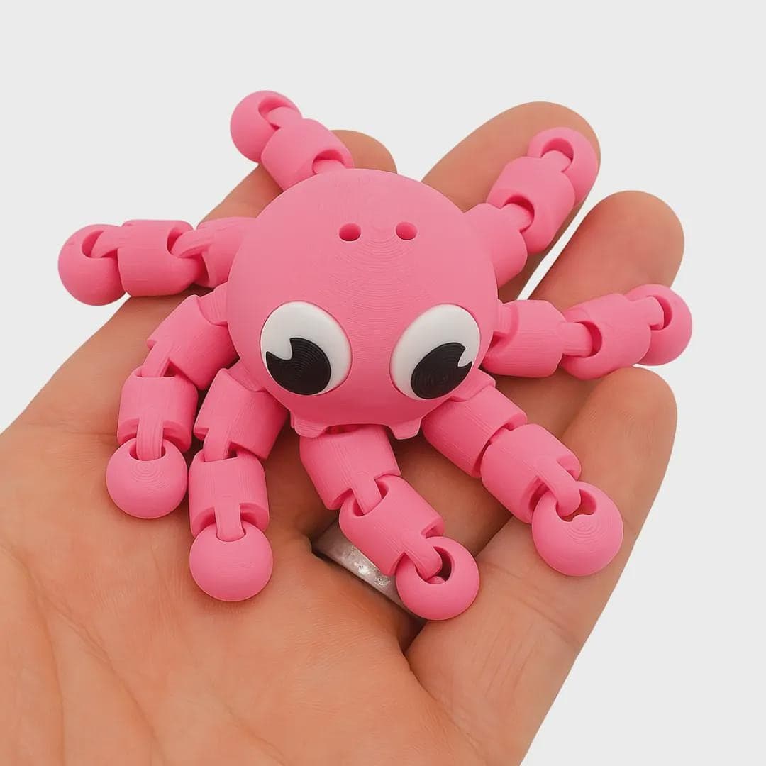 Articulated Flexi Octopus Fidget Toy, 3D Printed Desk Companion, Sensory Toy, Ocean Lover Gift