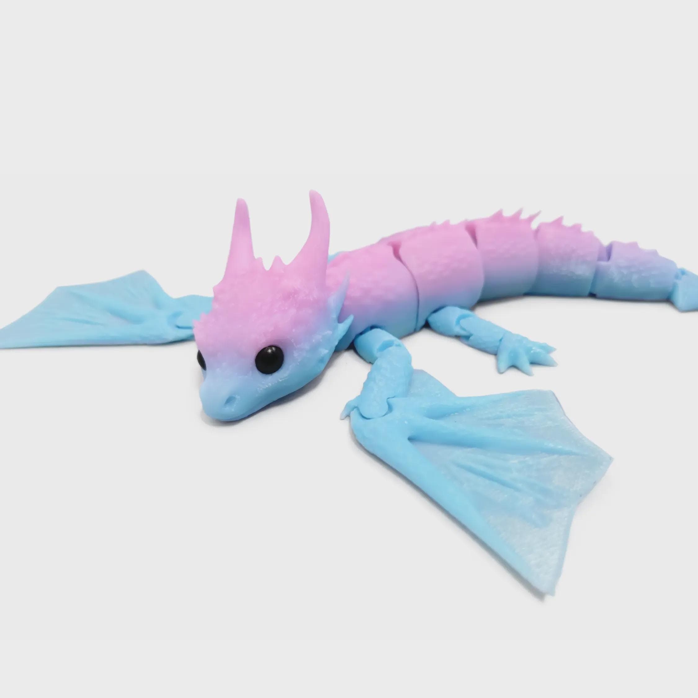 Articulated Baby Dragon Fidget Toy, 3D Printed Flexi Dragon Desk Buddy