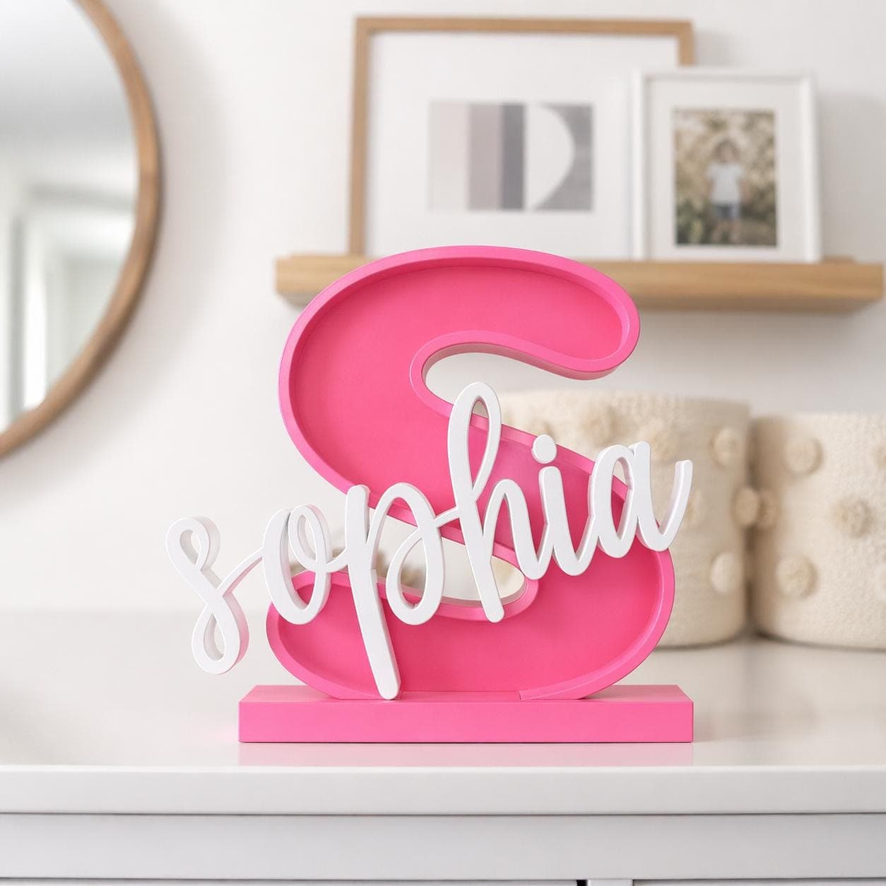 Custom 3D Printed Name Letter Sign, Kids Room Shelf Decor, Personalized Gift